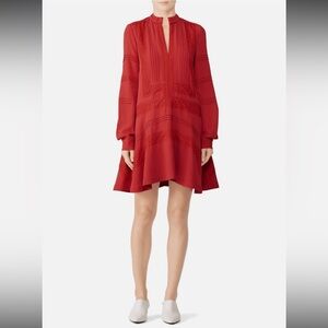 155 Derek Lam 10 Crosby $595 Red Lace Panel Shift dress size 8